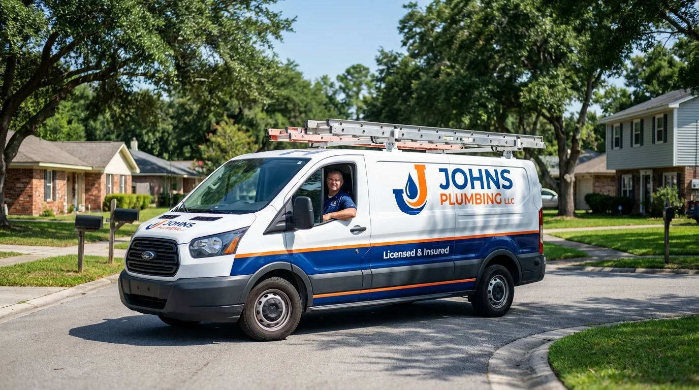 Johns Plumbing LLC service van in Terre Haute, IN