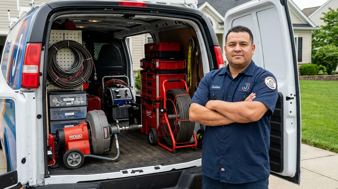 Professional drain cleaning equipment and Johns Plumbing LLC plumber in Terre Haute