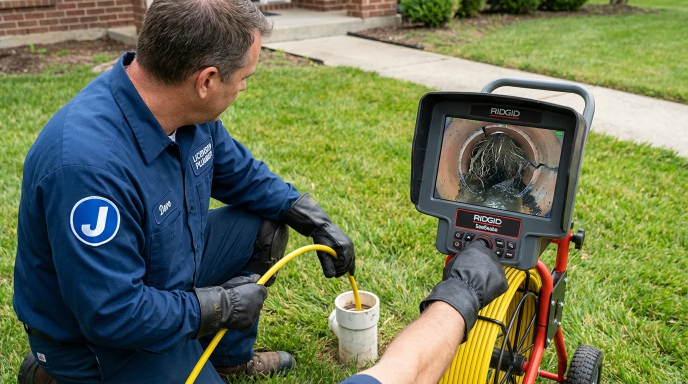 Sewer camera inspection being performed by Johns Plumbing LLC in Terre Haute